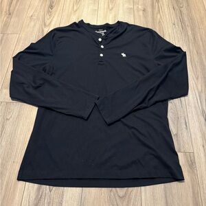Abercrombie & Fitch Men's Black Henley Shirt Sz XL